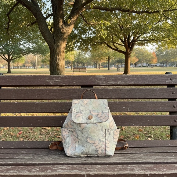 Tory Burch Handbags - Tory Burch dot mosaic backpack!! Cream and Tan bag zipper compartment